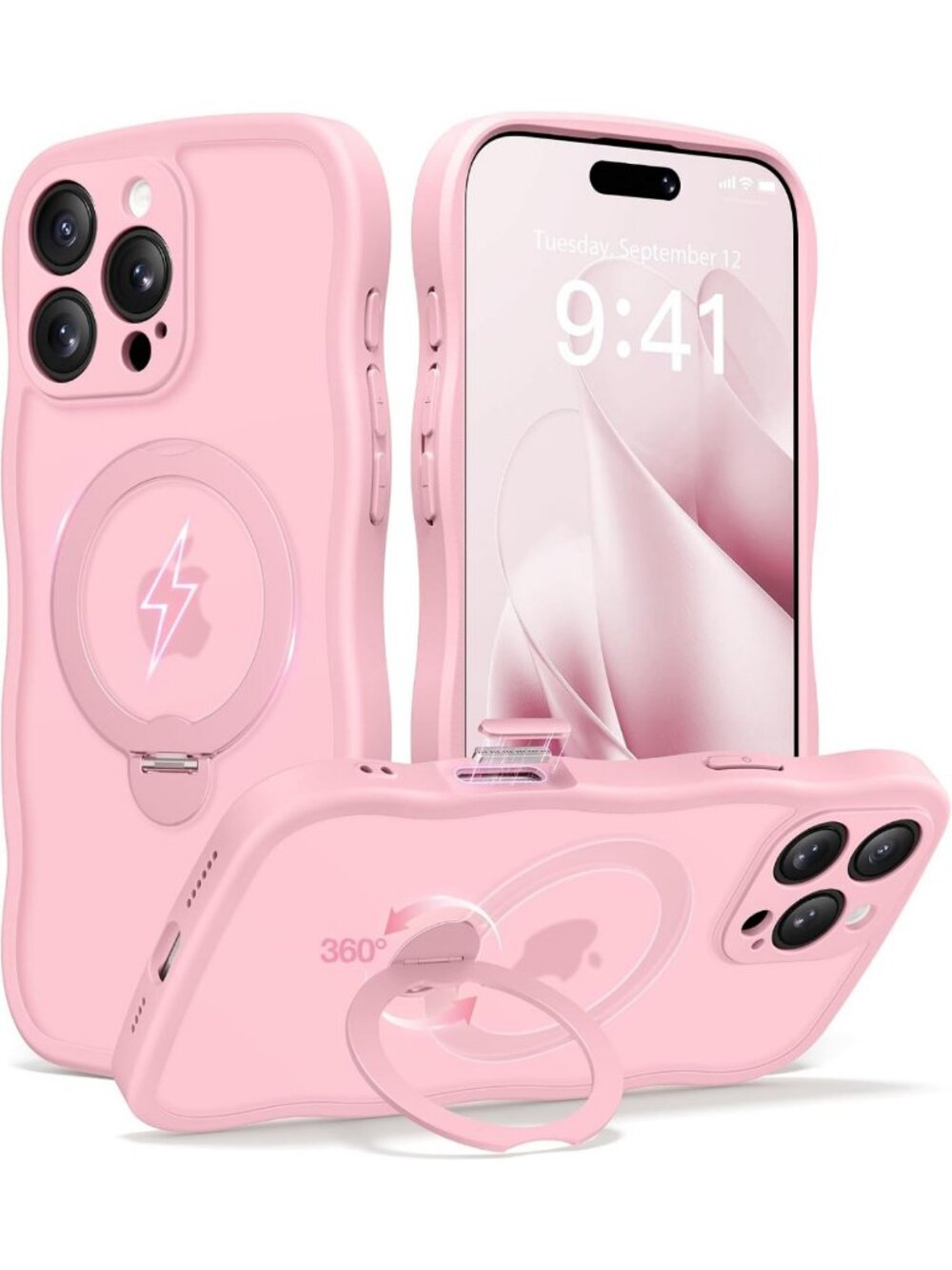 Peach Pink iPhone 16 Pro Max Case with Magnetic Stand, Slim & Stylish Design